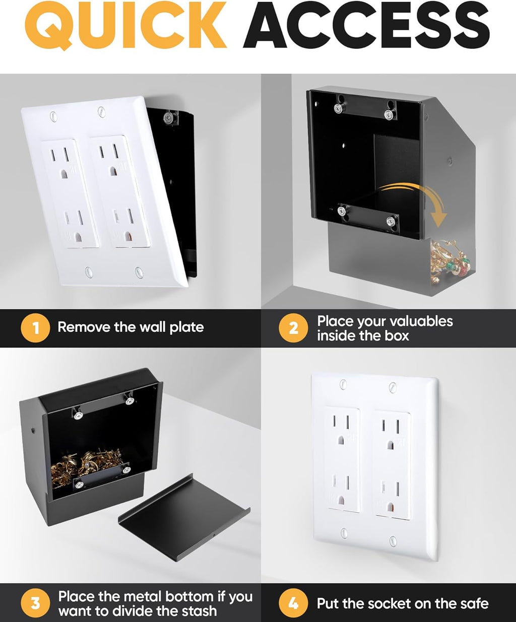 Elder Welder® Electrical Outlet Hidden Wall Safe | 100% Real Wall Plate Included | Easy to Install | Hidden Safe for Money | Wall Safes Between Studs | Secret Storage | Invisible Safe