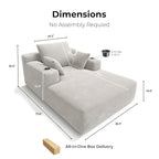 LIKIMIO 71.6" Oversized Chaise Lounge Chair Indoor with Cup Holders & Storage - Corduroy Sofa Bed for Living Room, Reading Nook, or Bedroom, No Assembly Cloud Couch (Greige)