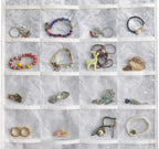 BB Brotrade Hanging Jewelry Organizer, Double-Sided Jewelry Storage Organizer with Embossed Pattern, 80 Clear PVC Pockets for Holding Jewelries (White)
