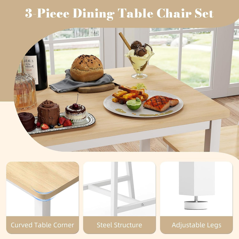 Yafylly Small Space 3 Piece Dining Table Set for 2, Compact Kitchen Table Set...