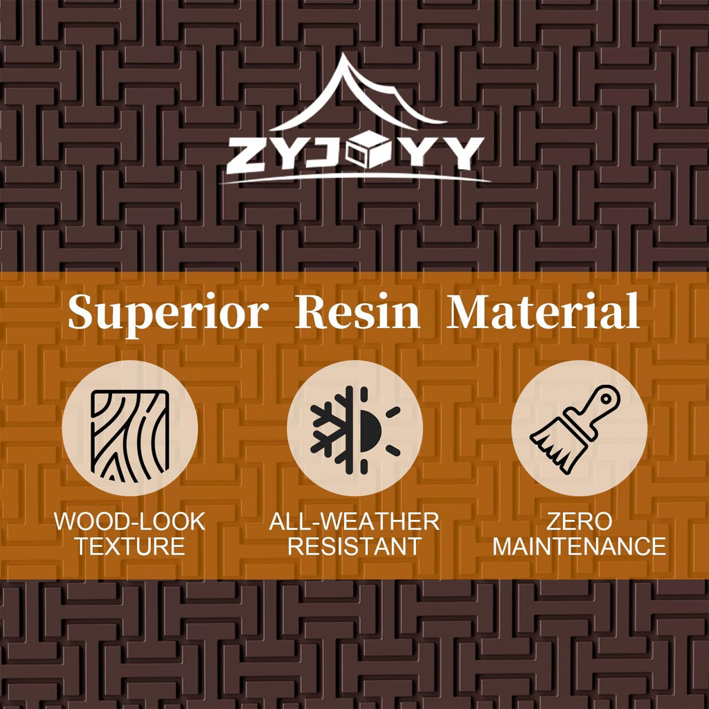 ZYJOYY 90 Gallon Resin Deck Box, Weatherproof Outdoor Storage Box for Patio, Garden, Pool, and Yard, Lockable Waterproof Bin for Tools, Cushions, and Accessories, Brown