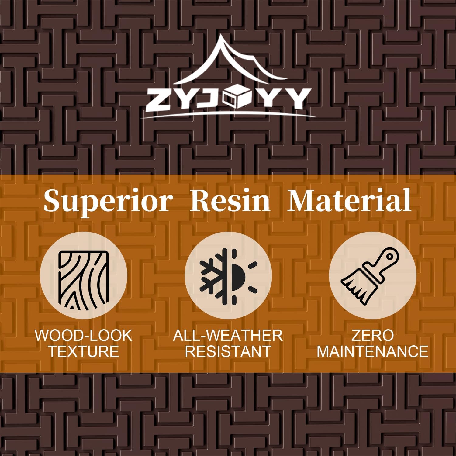 ZYJOYY 90 Gallon Resin Deck Box, Weatherproof Outdoor Storage Box for Patio, Garden, Pool, and Yard, Lockable Waterproof Bin for Tools, Cushions, and Accessories, Brown