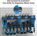 CCCEI Modular Power Tool Organizer Wall Mount with Charging Station. Garage Drill Storage Shelf with Hooks, Heavy Duty Rack, Tool Battery Holder Built in 8 Outlet. Gift for Men. Blue, 1 Pack.