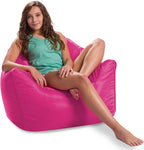 Posh Creations Structured Comfy Bean Bag Chair for Gaming, Reading, and Watching TV, Malibu Lounge, Soft Nylon-Pink