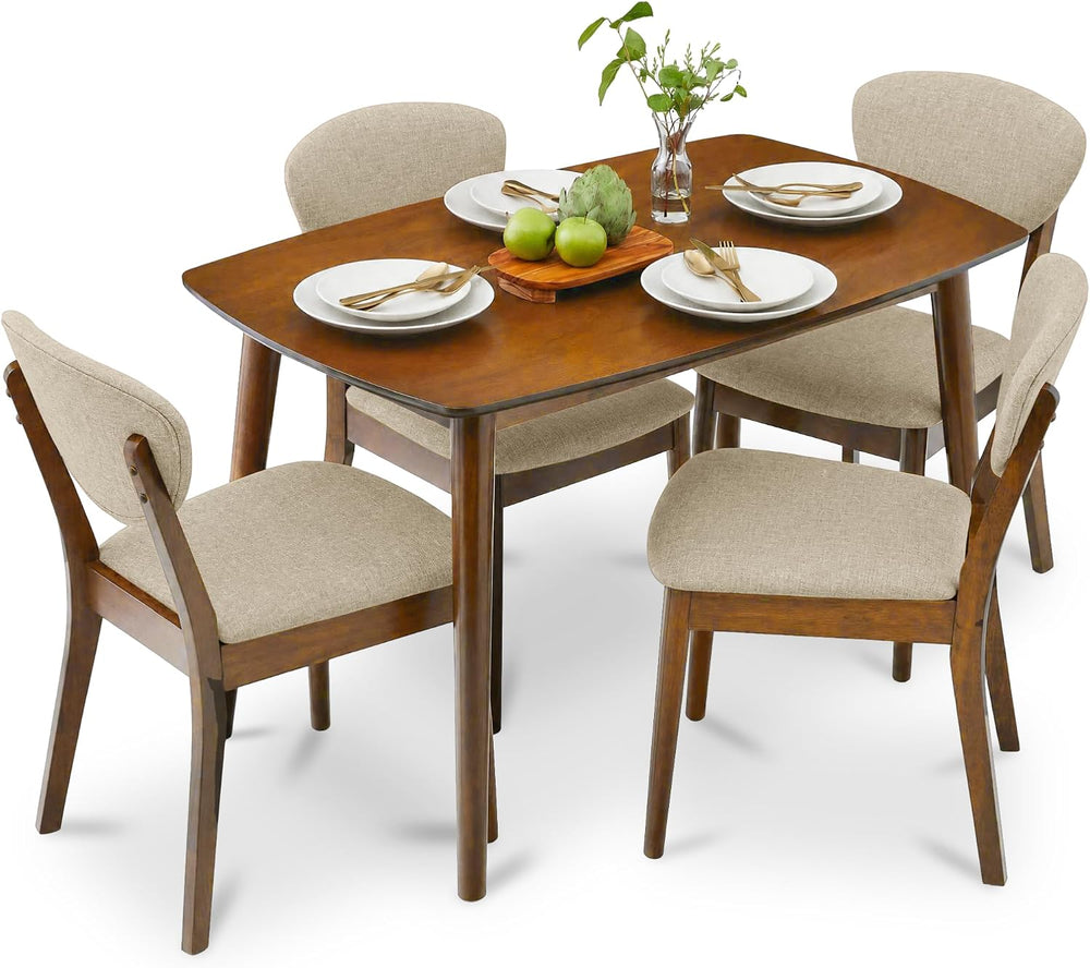 Best Choice Products 5-Piece Dining Set, Compact Mid-Century Modern Table &am...