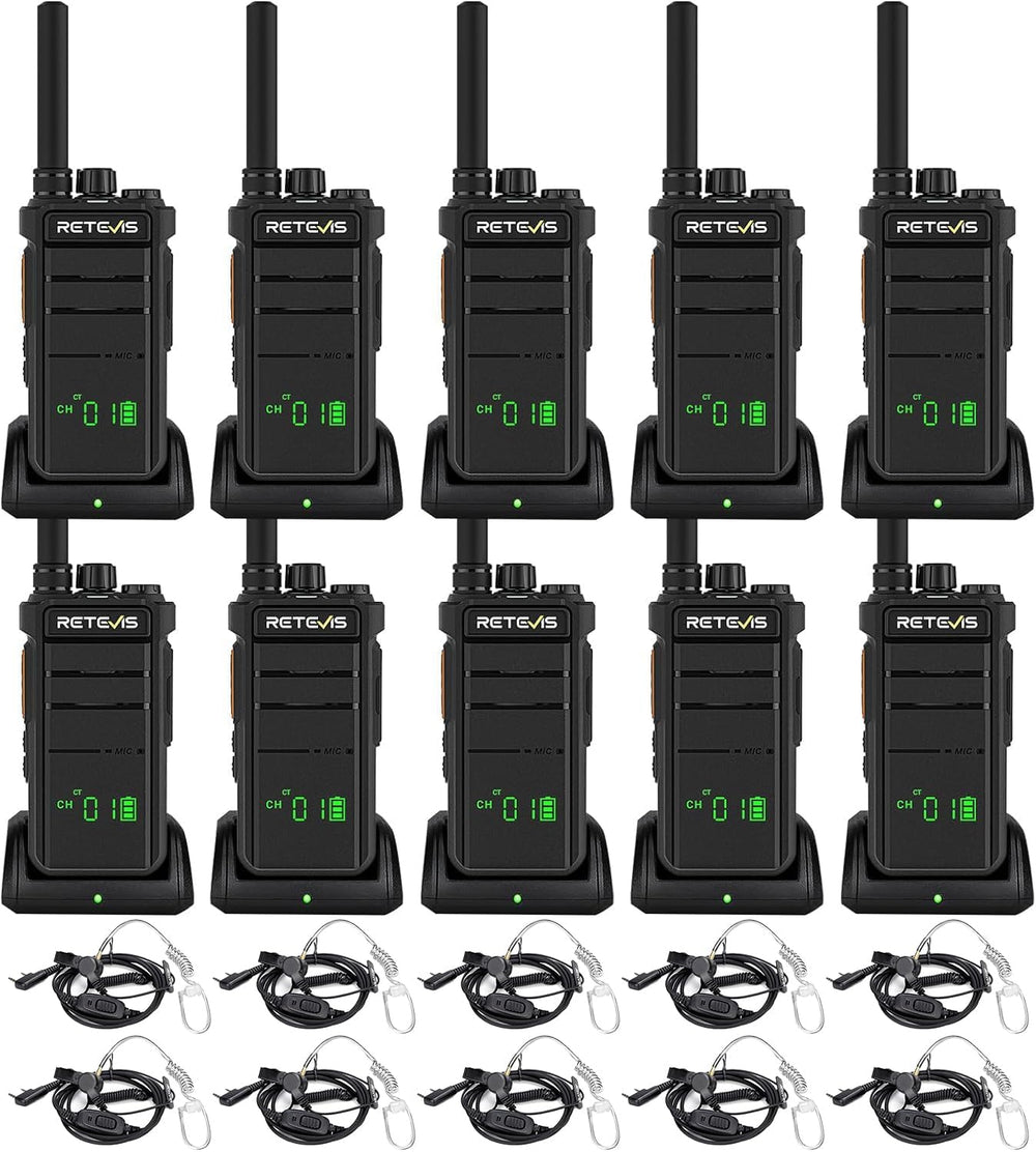 Retevis RB26H 2 Way Radio Long Range, Walkie Talkies with Earpiece, 10-Pack