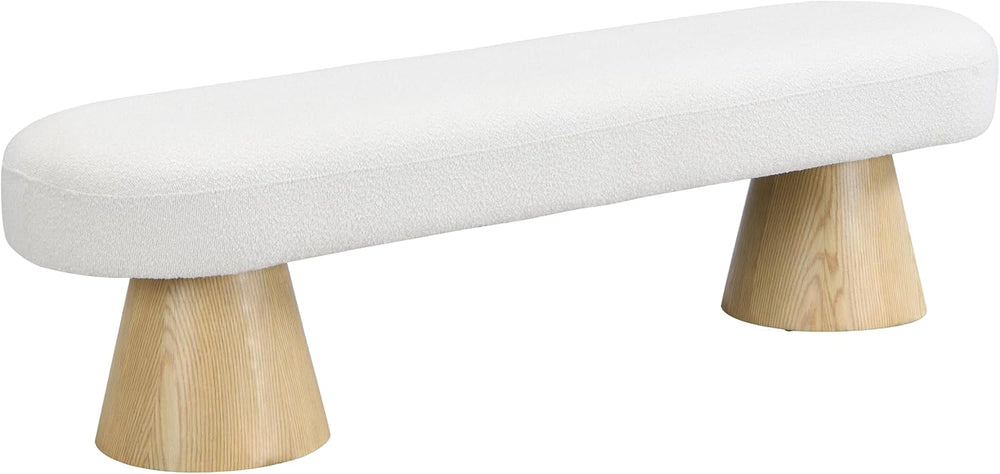 Christopher Knight Home Manila 64" Oval Dining Bench, Boucle Ottoman Ben...