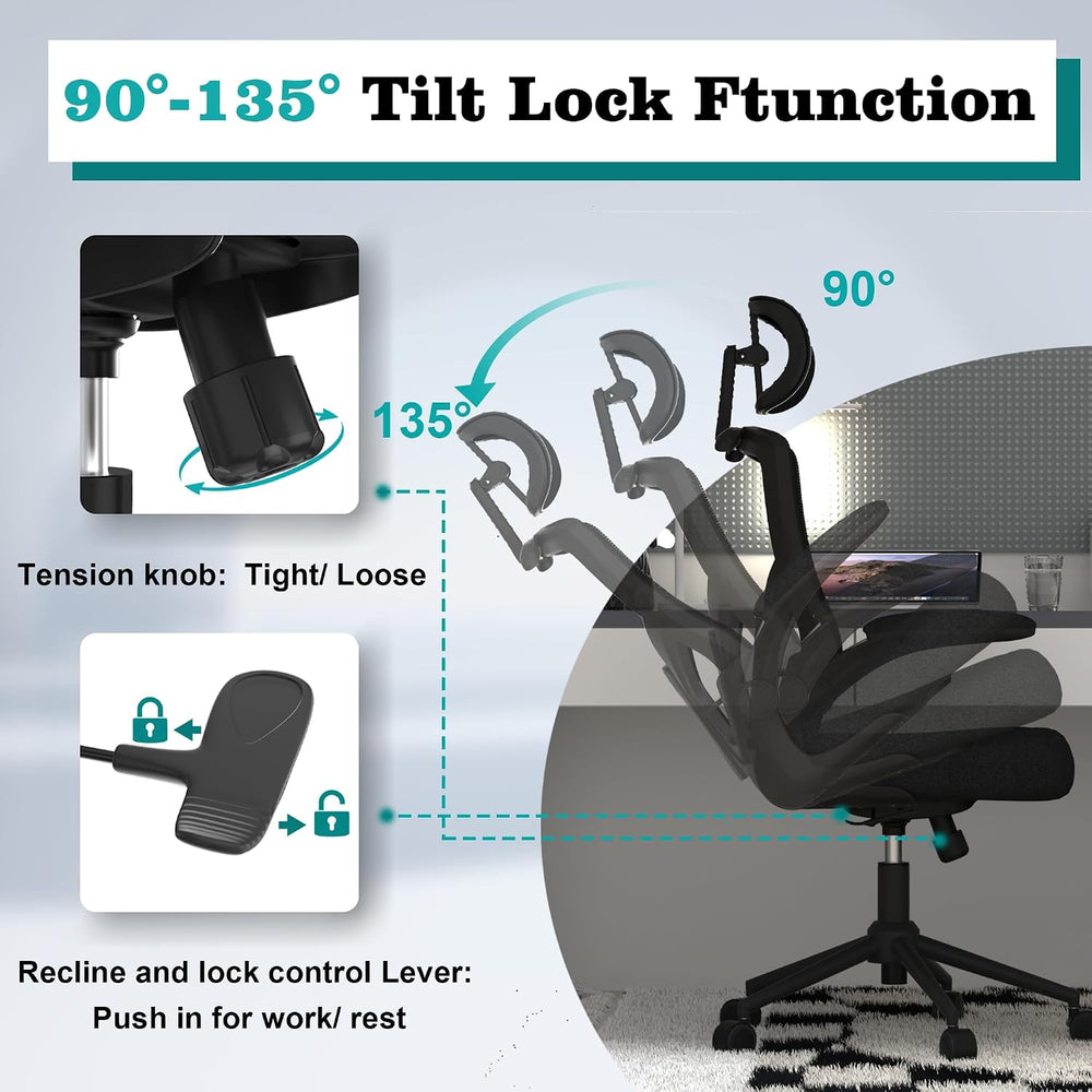 Ergonomic Office Chair, High Back Mesh Computer Chair with Molded Foam Cushio...