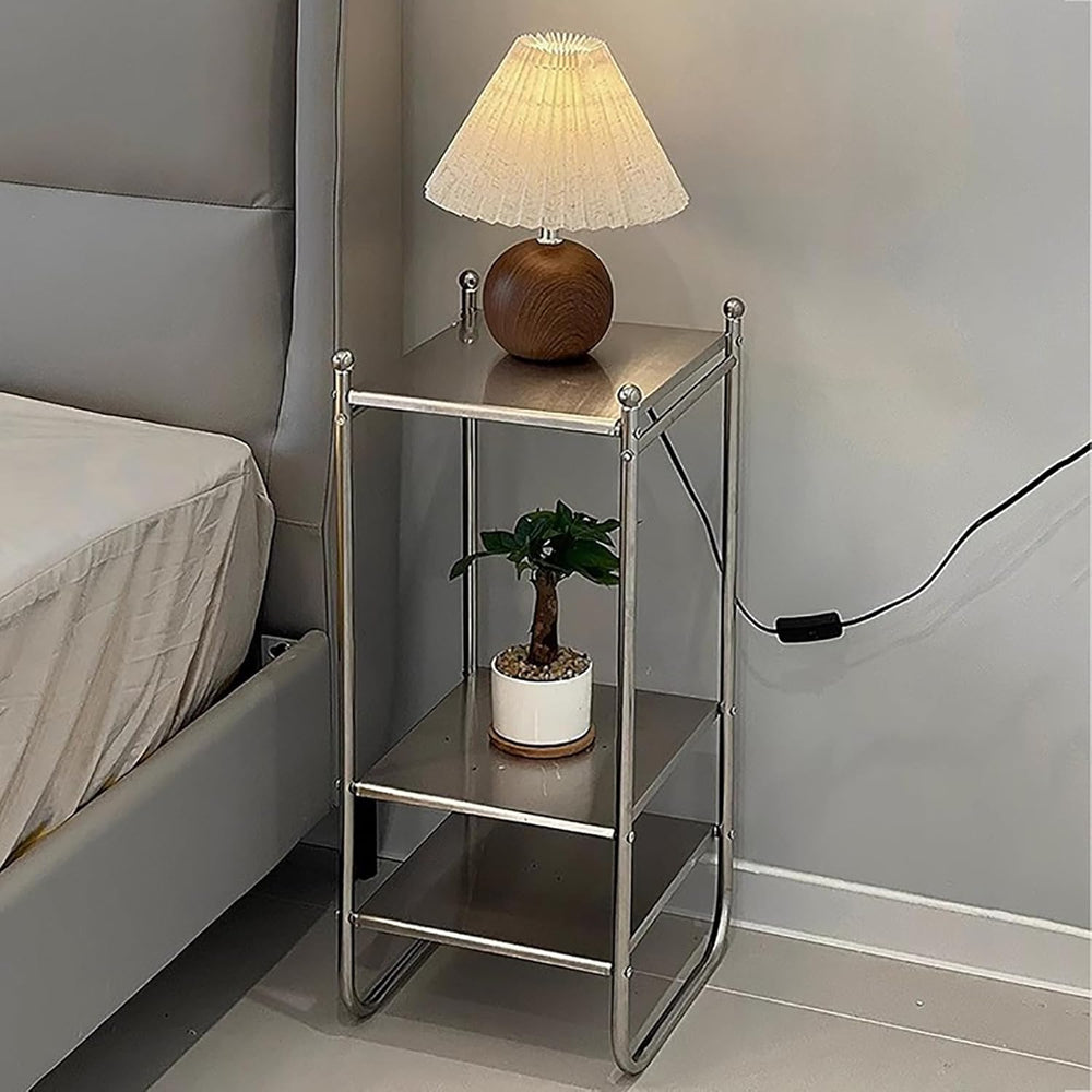 Stainless Steel Side Table,mid-Century Modern Nightstand,Minimalist 3 Tier St...