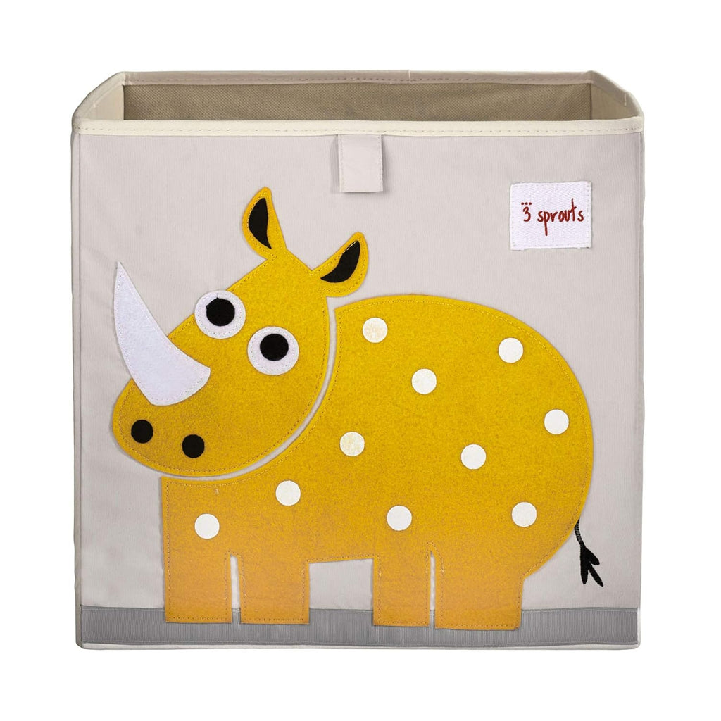 3 Sprouts Toy Storage Cube Bin, Foldable Storage Box, Rhino | Foldable organizer, Playroom or nursery toy storage, Cube shelf compatible, Toys books clothes storage, Folds flat