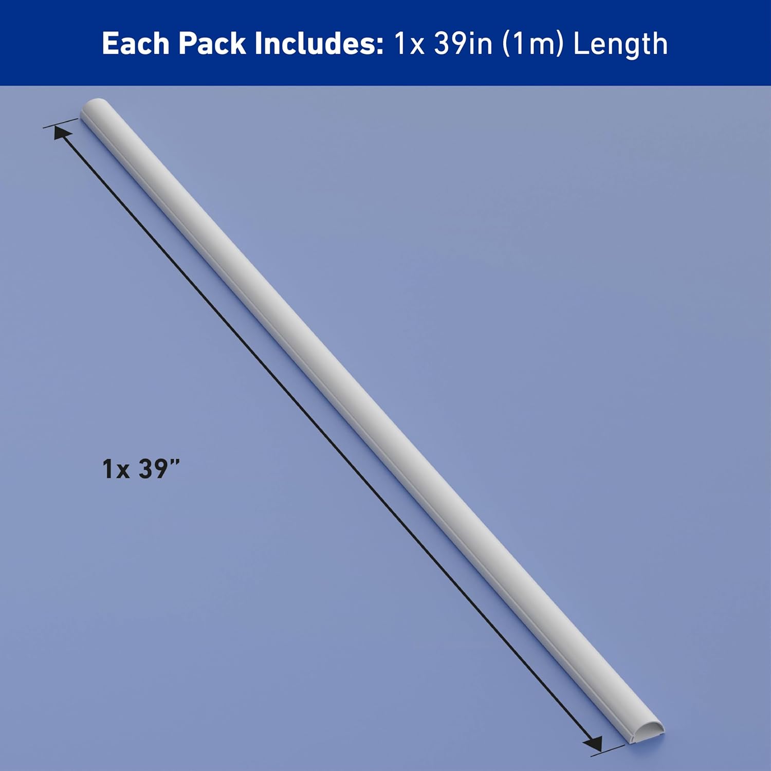 D-Line Cable Raceway On-Wall Cord Cover | 1D3015W | Surface Mount Electrical Channel to Hide and Conceal Cords, Cables, and Wires | White, Paintable