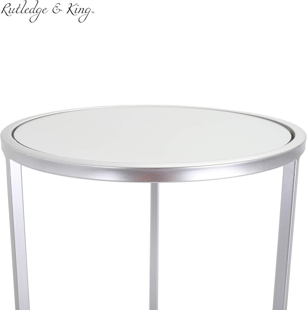 Nested Metal Side Tables - Set of 2 for Living Room & Bedroom (Silver)