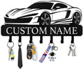 Personalized Key Holder Wall Mount - Custom Key Rack Wall Mount with Hooks, Metal Key Rack Organizer, Car Design Key Hanger, Coat Rack, Wall Mounted Decor for Entryway, Front Door, Office