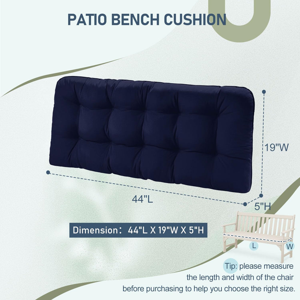 downluxe Outdoor Bench Cushion for Patio Furniture, Water Resistant Tufted Ov...