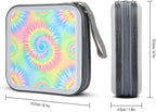 Portable CD/DVD Holder Pink Rainbow Tie Dye, 40-Capacity Hard Case with Zipper, Protective Storage Binder for Music Movies Game Discs