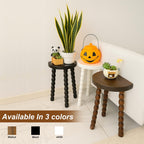 LitaEther Wooden Bobbin Side Table - Plant Stand - Half Round Table - Wooden Accent Stool- Minimalist Decorative Table for Bedroom, Hallway, Living Room (1, Walnut)