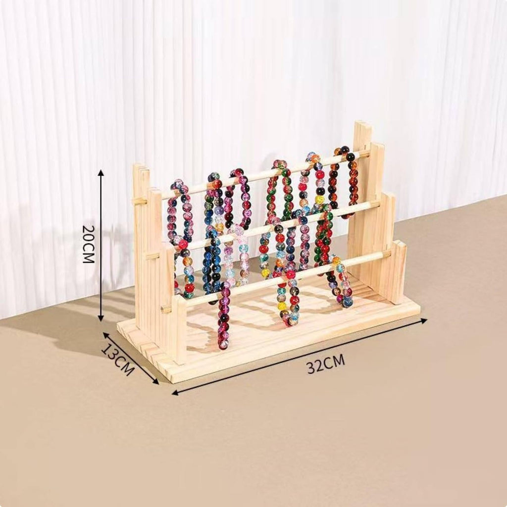 Hair Hoop Shelf Wooden Organizer Multi-Tier Headband Rack Scrunchie Display Ladder Stand Solid Wood Structure Suitable for Bedroom Vanity Dorm Wardrobe, Modern