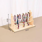 Hair Hoop Shelf Wooden Organizer Multi-Tier Headband Rack Scrunchie Display Ladder Stand Solid Wood Structure Suitable for Bedroom Vanity Dorm Wardrobe, Modern