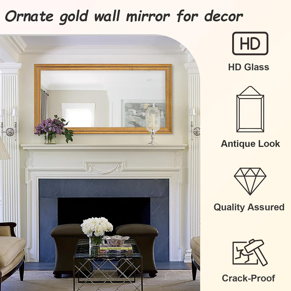 Chende Large Wall Mirror 60''x30'', Antique Gold Mirrors for ...