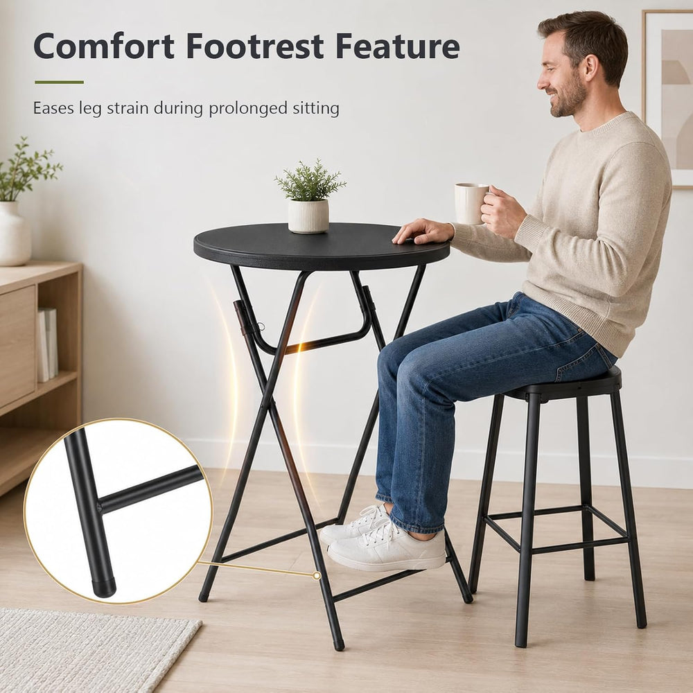 2 Pack Cocktail Table, 32 Inch Folding Table, High Top Round Tables, Black | ...