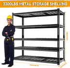 5-Tier 60" W X 24" D X 78" H Garage Shelving Metal Storage Shelves 3300LBS Heavy Duty Industrial Shelving Adjustable Garage Shelf Unit Utility Storage Racks(Black)