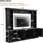 SOFTSEA 4-Piece Entertainment Center Wall Unit for TVs up to 70", Large TV Stand Wall Unit with Bookshelves, 6 Doors & Adjustable Shelves, Media Console with Bridge for Living Room, Black