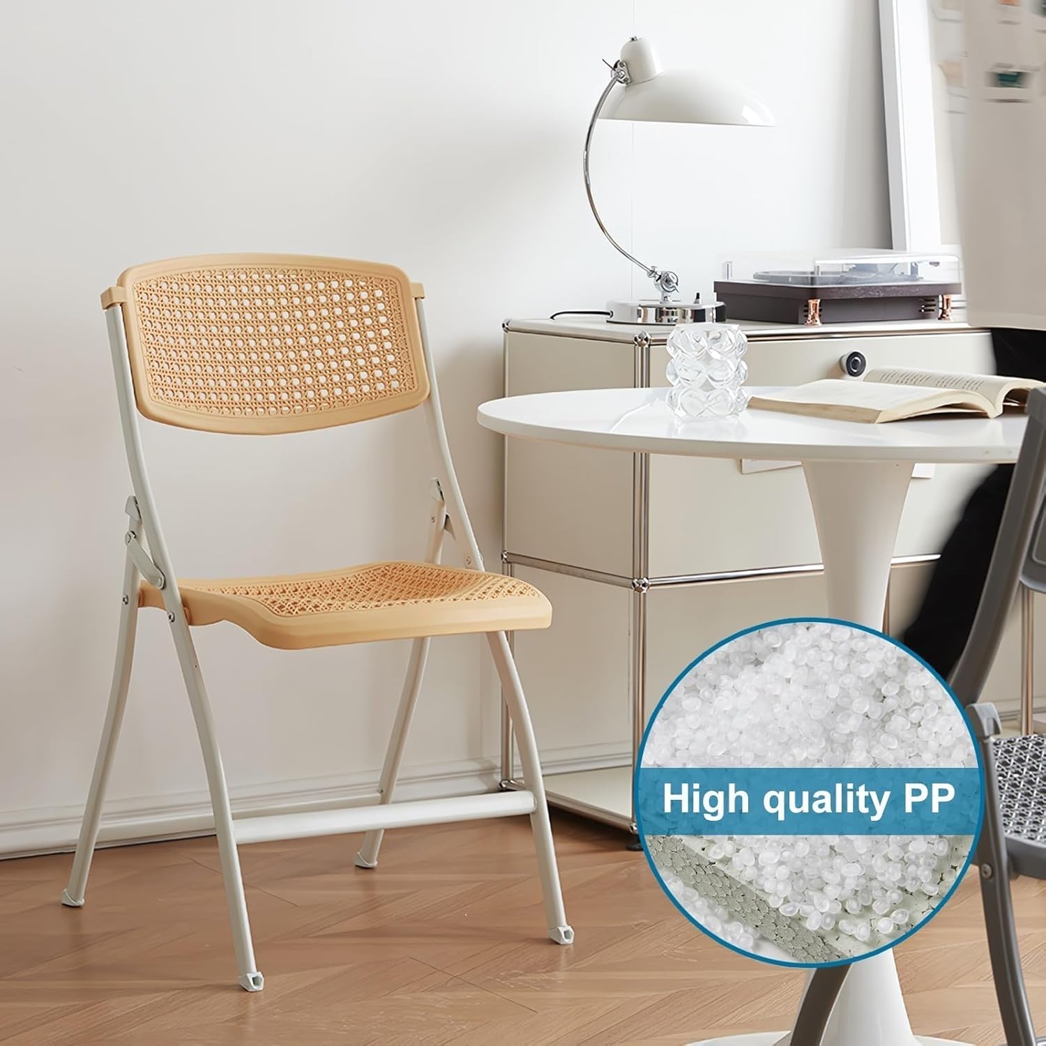 Plastic Folding Chair - 4 Pack 440LB Weight Capacity Comfortable Event Chair-Lightweight Folding(White)