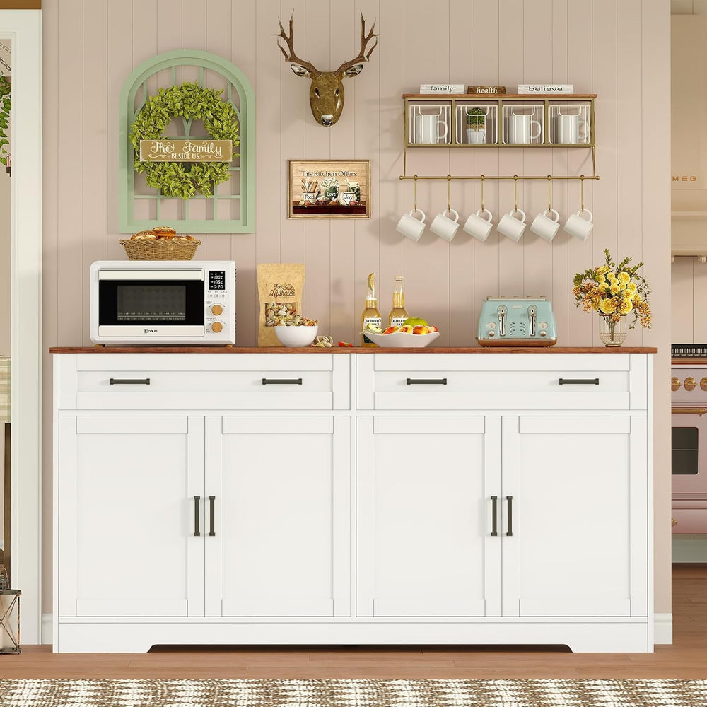 usikey 55" Buffet Cabinet with Storage and Drawers, Large Sideboard Buff...