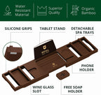 ROYAL CRAFT WOOD Non-Foldable Bathtub Tray - Wood Bath Tray for Tub, Bamboo Bathtub Shelf, Expandable Bath Table Trays, Luxury Bathroom Accessories for New Home & Unique Gift for Women