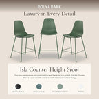 Poly & BARK Isla Bar Stools Set of 3 – Counter Height Bar Stool for Kitchen – Set of Counter Stools – Indoor/Outdoor Barstools – Modern Kitchen Bar Stools - Pistachio Green
