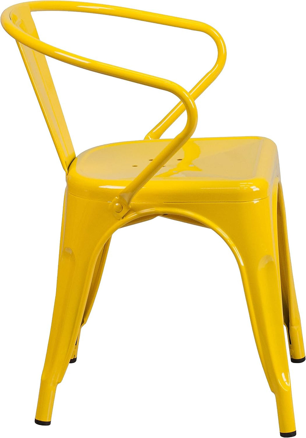 Flash Furniture Luna Commercial Grade Yellow Metal Indoor-Outdoor Chair with ...