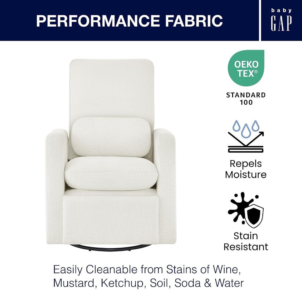 Delta Children - babyGap Cloud Recliner, Performance Fabric, White Boucle | Power Recliner with Swivel & Glide, Features Stain-Resistant Fabric, Cozy Boucle Fabric & Includes a Lumbar Pillow