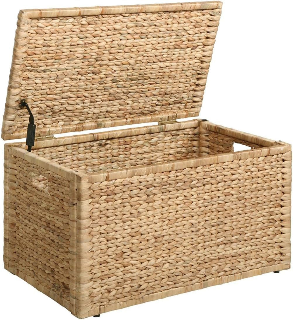 eHemco Water Hyacinth Wicker Storage Trunk, Natural, 30x17.5x17.5 Inches | Sa...