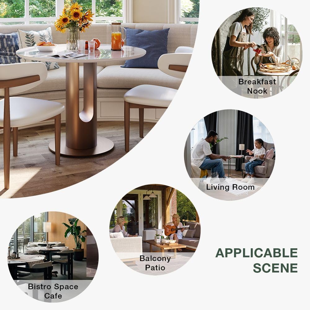 POVISON Round Dining Table, 35" Modern Sintered Stone Kitchen Table for ...