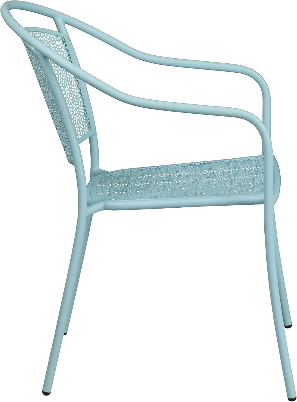 Flash Furniture Commercial Grade Sky Blue Indoor-Outdoor Steel Patio Arm Chai...