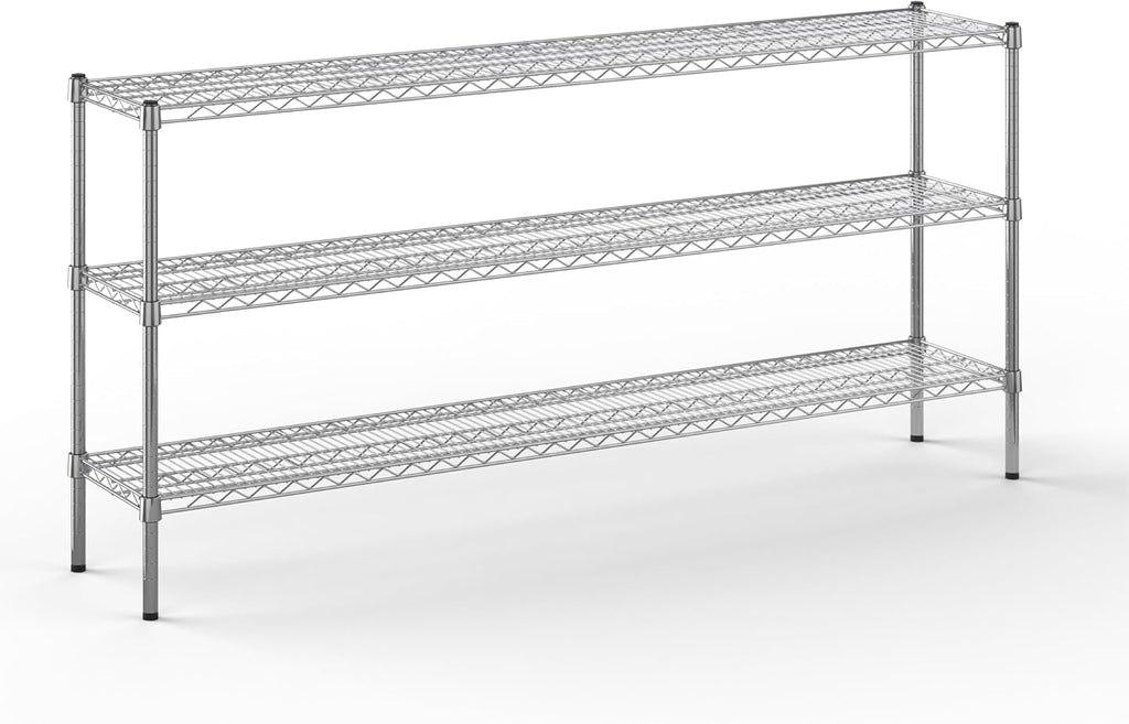 14" Deep x 72" Wide x 34" Height Wire Shelving Kit | 3-Tier | NSF Commercial Storage Rack Unit