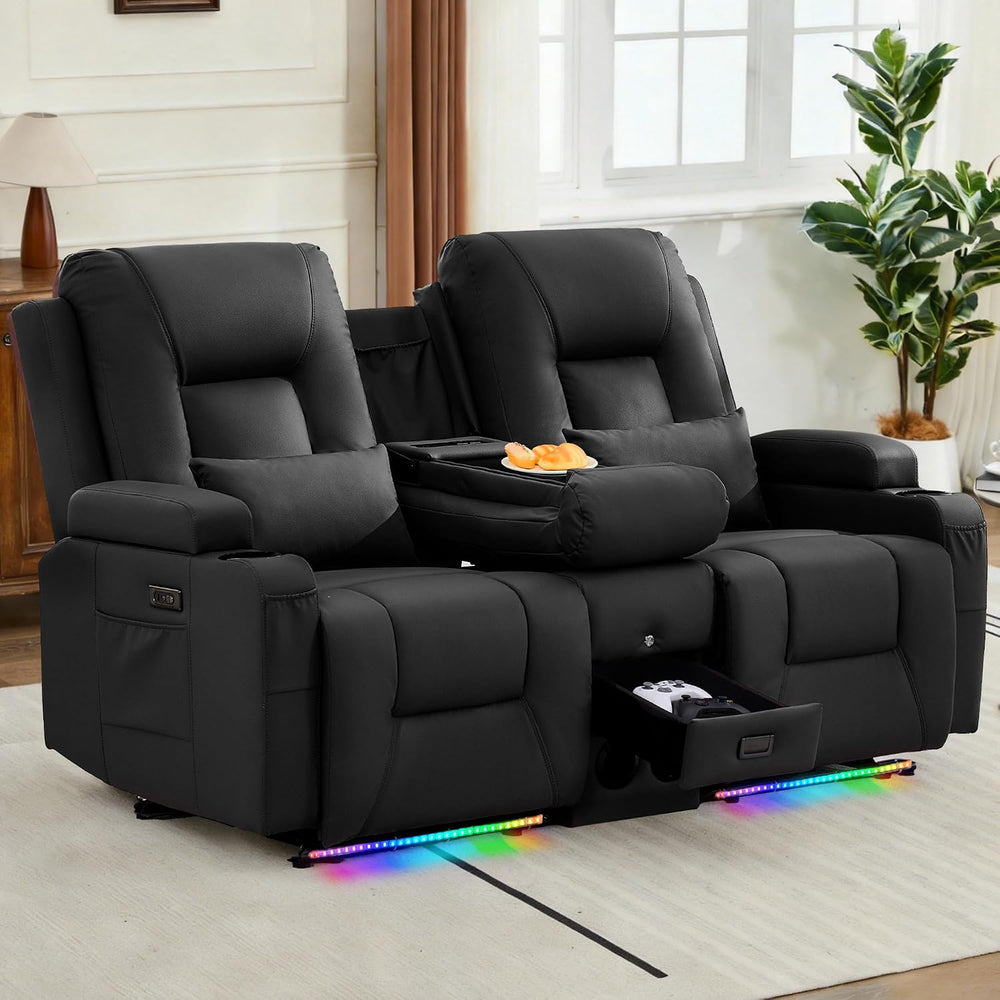 URRED Wall Hugger Power Reclining Loveseat Sofa，Black：68.1" - 2 Seats
