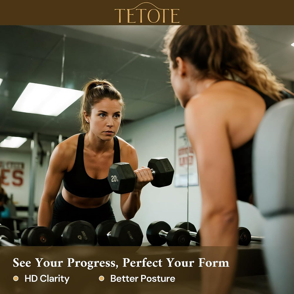 TETOTE Home Gym Mirror for Wall 48" x 32" - 1PC Large Frameless Tem...