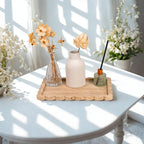 Real Luxurious Natural Marble Tray for Home Decor for Bathroom/Kitchen/Vanity/Dresser Non-Resin (Beige Travertine, 11.4"*7.8")