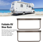 aqxreight Foldable RV Shoe Rack Wall Mounted, Aluminum Alloy Space Saving Organizer, Hanging Shoe Storage Shelf for RV, Travel Trailer, Yacht - Pair of Shoe Holders for All Types of