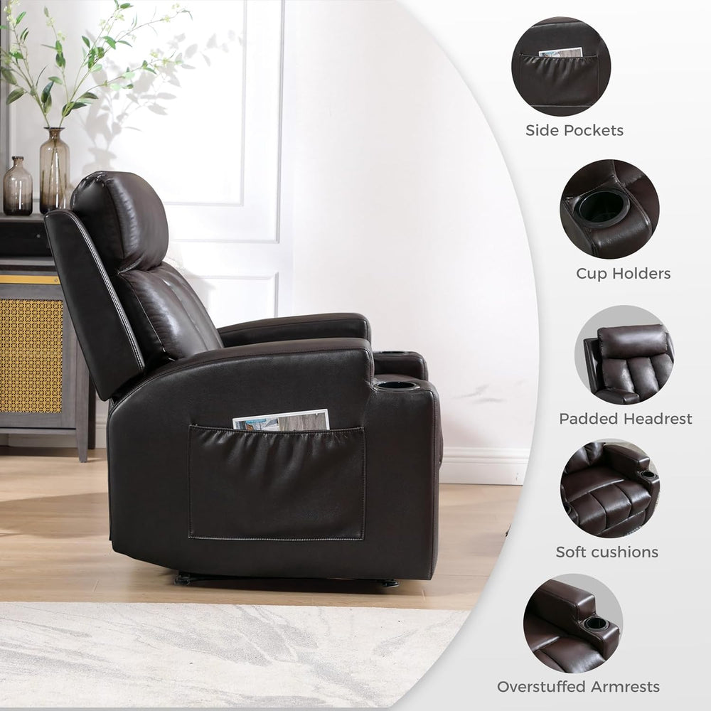 CANMOV Manual Recliner Chair with Massage and Heat,Breathable Leather Recline...