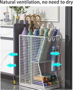 Commercial Metal Umbrella Stand Indoor Large-Capacity Entrance Umbrella Storage Rack with Removable Drip Tray Indoor Hotel Corridor Entrance Metal Stand Rack for Hotel,Offices(Black)