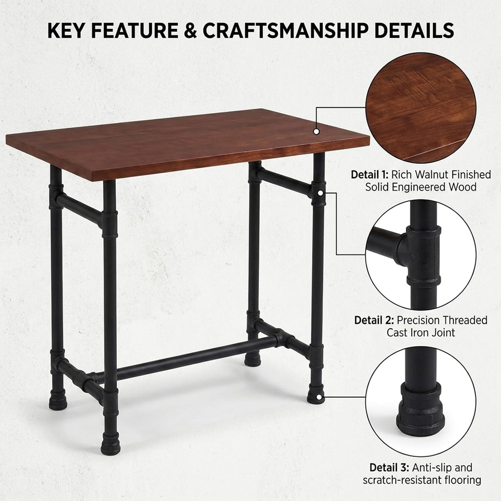 Industrial Pipe Small Dining Table for Two, 31.5" Compact Bar Table with...