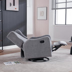 360° Swivel Glider Recliner, Soft Chenille Mid Century Modern Upholstered Ergonomic Rocker Comfy Wingback Accent with Curved Arm Sillas Reclining Chair Living Room Bedroom Lounge Reading Nursery Grey