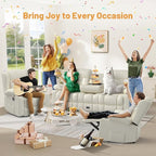 Recliner Sofa Set, Flip Middle Backrest Design PU Leather 3 Seater Reclining Sofa and 2PC Single Recliner Chair, Manual Couches for Living Room (Ivory, PU 3+1+1)