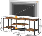 HOOBRO TV Stand with Power Outlets to 65 Inches, TV Console Table with Open Storage Shelves, Industrial Media Entertainment Center for Living Room Bedroom, Rustic Brown and Black BF40DS01