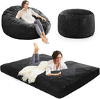 Bean Bag Chairs for Teens - Bean Bag Chair Convertible Bean Bag Bed - Small Beanbag Chair with Micro Fiber Cover/Furniture Foam Filler - Bean Bag Couch Sofa in Bedroom Dorm Room - Youth Carbon Black