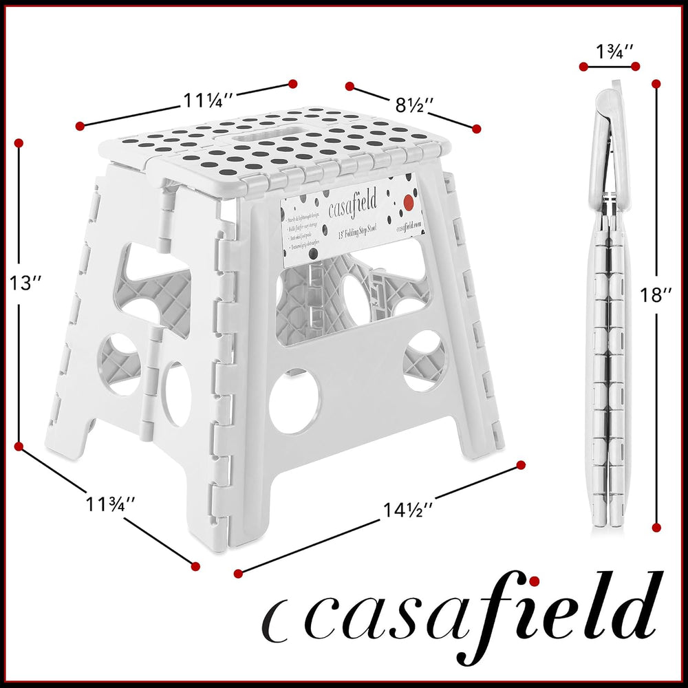 Casafield 13" Folding Step Stool with Handle (Set of 2), White - Portabl...