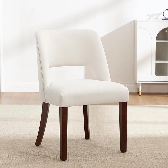 Dining Chair Set of 1,Modern Dining Room Chairs with Thick Cushions,Upholstered Linen Fabric Kitchen Chairs for Kitchen Dining Room Beige