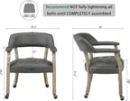 LEEMTORIG Large Dining Chairs with Casters and Arms, Rolling Dining Chairs with Wheels, Wood Boss Caption's Chairs, 26" D x 25.2" W x 31.5" H, Grey Legs & Dark Grey Fabric SY-1318-GY
